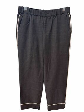 J.Crew Wool Blend Cropped Tuxedo Pants Black White Piping Size 4